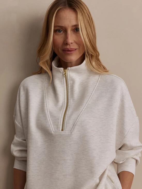 Varley Tops - Varley Hawley Half Zip Sweatshirt Women’s Medium Sassafras Marl Light Brown